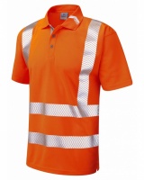 Leo Workwear P09-O Broadsands Coolviz Ultra High Visibility Orange Polo Shirt